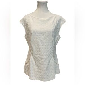 Piazza Sempione Cream Fitted Cap Sleeve Blouse Size:46 NWT